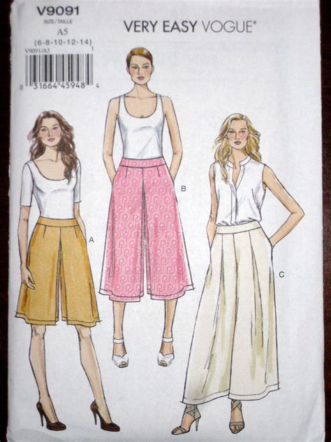 Vogue Misses Boho Culottes Wide Leg Palazzo Pants Pattern 9091 Uc 6 14