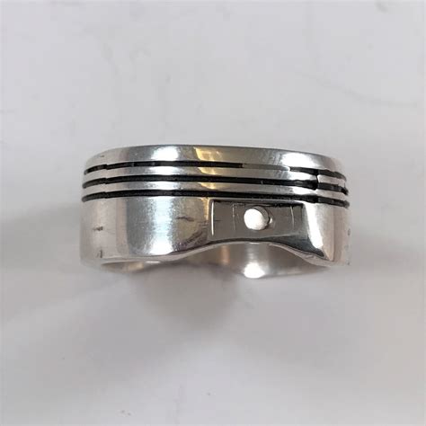 Men S Solid Sterling Silver Piston Ring Outlaw Biker Jewelry