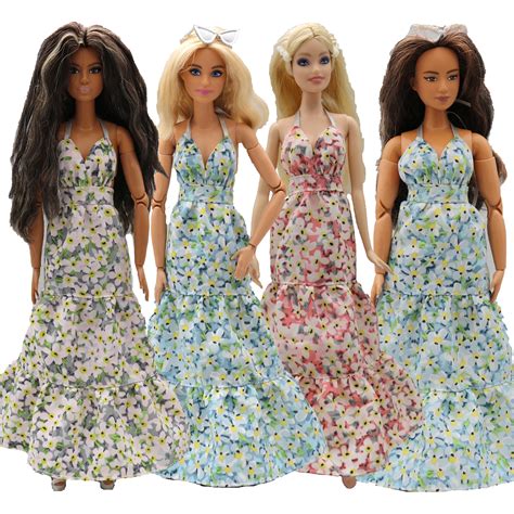 Robe Florale Multicouche Dos Nu Pour Poup E Barbies Incurv Es