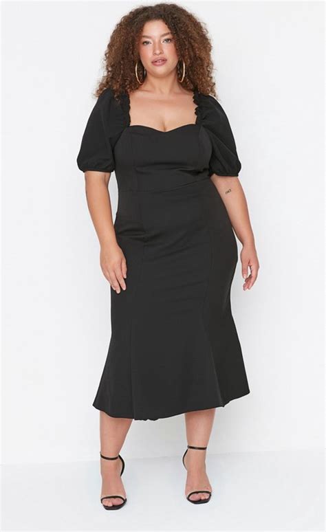 Trendyol Vrouwen Standaard Ronde Hals Bodycon Plus Size Jurk Bol