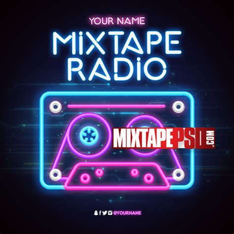 Neon Mixtape Cover Template Mixtape Radio Graphic Design