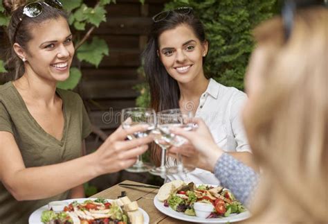 Three Best Friends During Lunch Time Stock Image Image Of Casual Meal 58802301