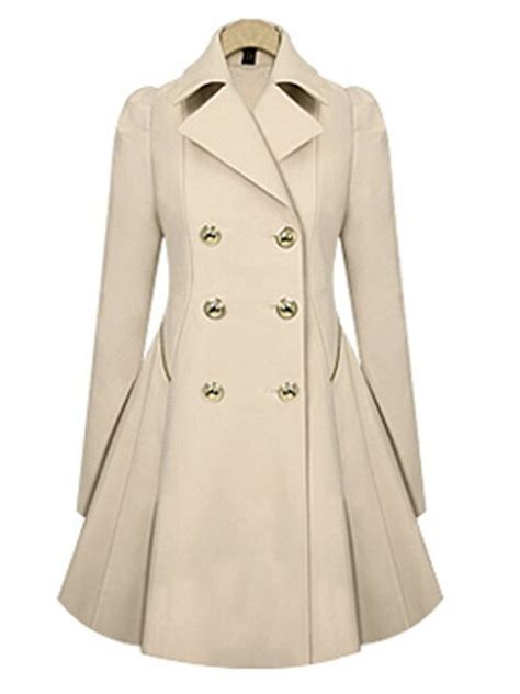 Beige Shawl Collar Midi Slim Fashion Cotton Blends Coat Style V102485