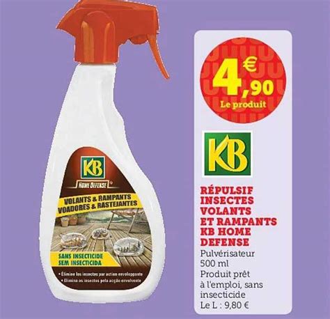 Promo Répulsif Insectes Volant Et Rampants Kb Home Defense chez Hyper U