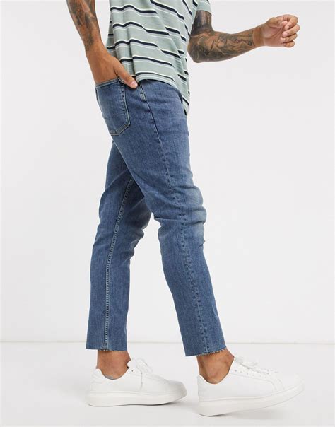 Asos Denim Cropped Skinny Jeans In Blue For Men Lyst