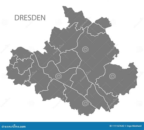 Dresden City Map with Boroughs Grey Illustration Silhouette Shape Stock ...