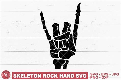 Skeleton Rock Hand Svg Funny Halloween Spooky Cricut Png