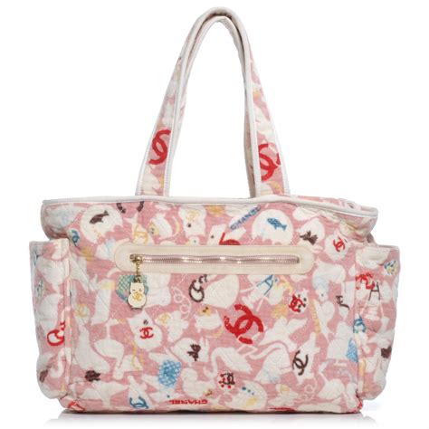 CHANEL Terry Cotton Baby Animals Diaper Bag Pink 43664