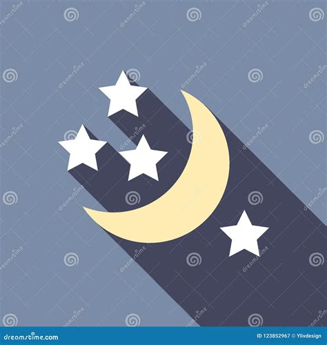 Icono De La Media Luna Y De Las Estrellas Estilo Plano Stock De