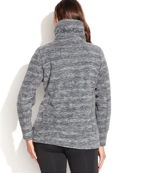 Calvin Klein Performance Plus Size Patterned Fleece Jacket In Gray Lyst