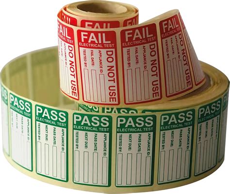 1000 PCS Pass 200 PCS Fail 25x50mm Pat Testing Label Pass Pat Test