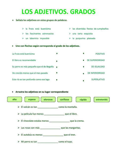 ADJETIVOS GRADOS Worksheet Adjetivos Plantilla De Mapa Mental