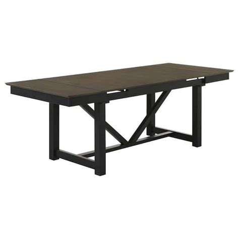 Benjara In Brown And Black Wood Top Trestle Dining Table Seat Of