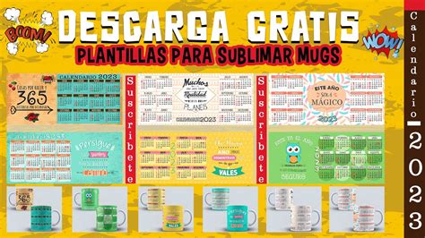 Plantillas Para Sublimar Mugs Gratis Calendario 2023 Youtube