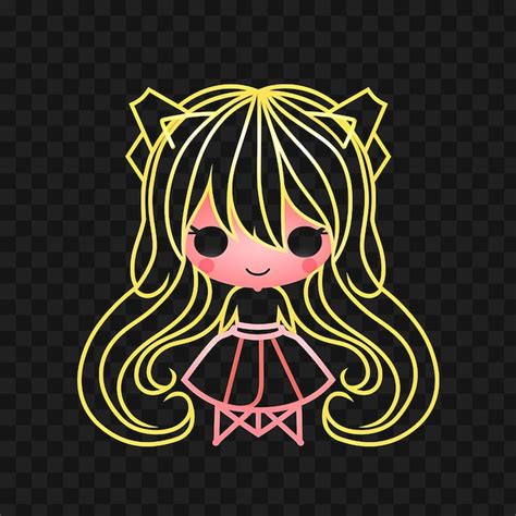 Premium Psd Tshirt Design Of Kawaii Chibi Girl With Long Flowing Hair