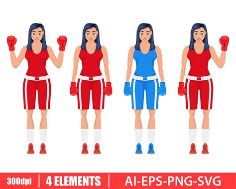 Women Boxing Clipart