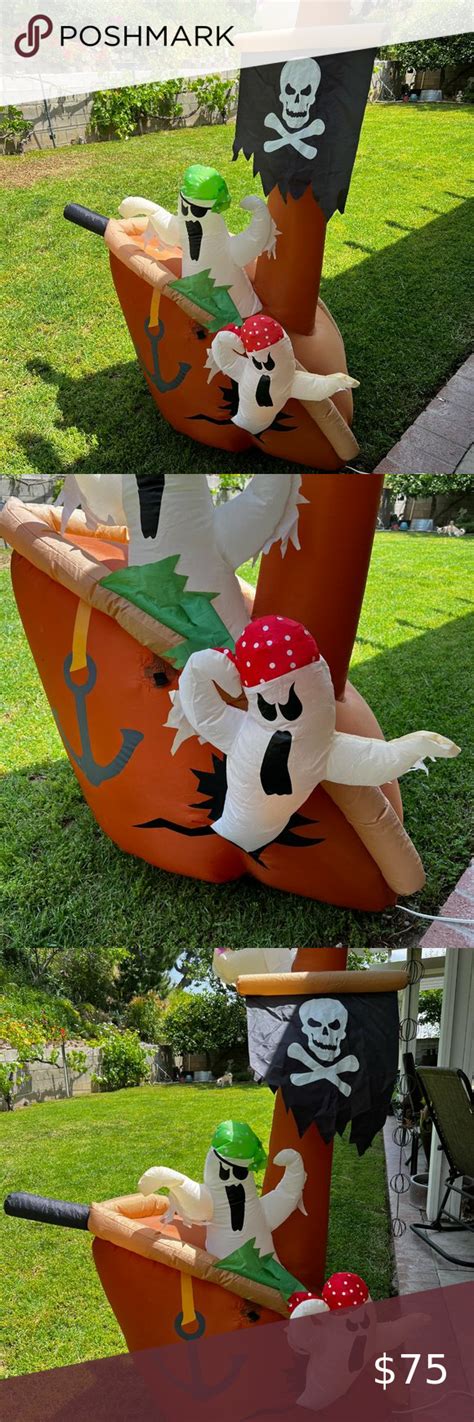 Gemmy Airblown Inflatable Halloween Skeleton Pirate Ship 6 In 2023