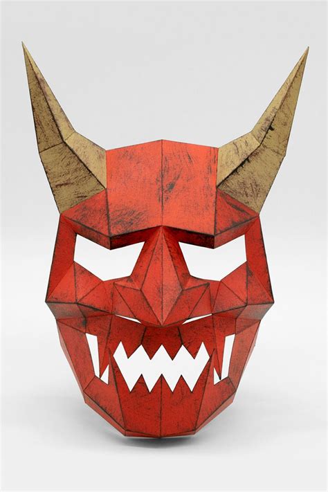 Japanese Demon Mask, Oni, Hannya DIY Paper Mask, Printable Template ...