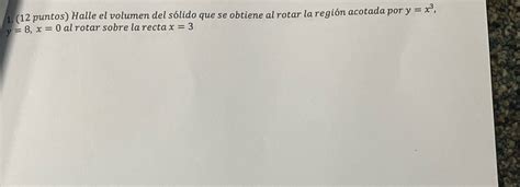 Solved 12 puntos Halle el volumen del sólido que se Chegg