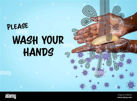 Concept Image Of African Australian Woman Washing Hands With Soap With