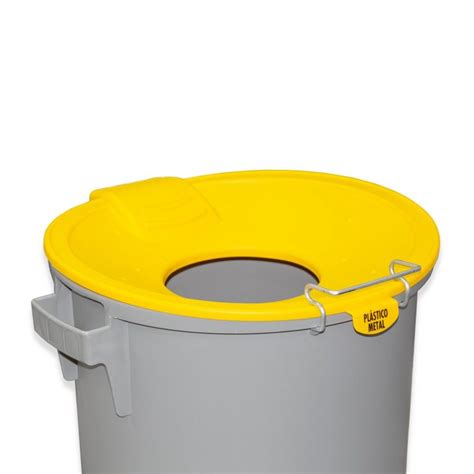 Contentor Eco Cinzento Rodas E Tampa Funil Amarelo L X X Cm