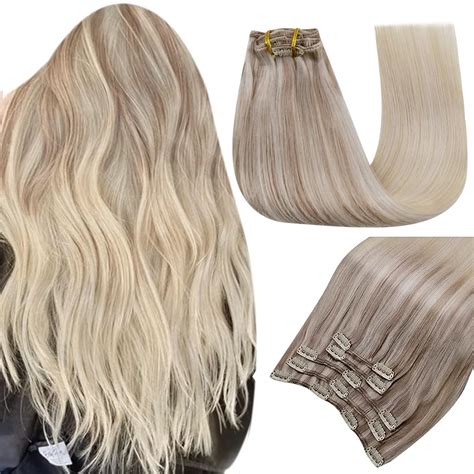 Amazon Easyouth Blonde Hair Extensions Clip In Human Hair Ash