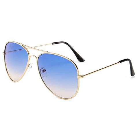 Óculos de Sol Aviador Masculino Feminino Dourado Azul Degrade no Shoptime