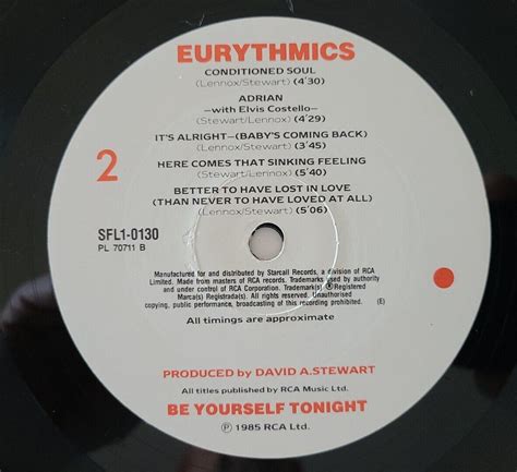 EURYTHMICS Be Yourself Tonight Vinyl Lp Record W Inserts Record Shed