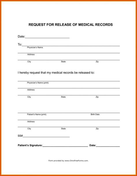 Medical Record Release Form Template