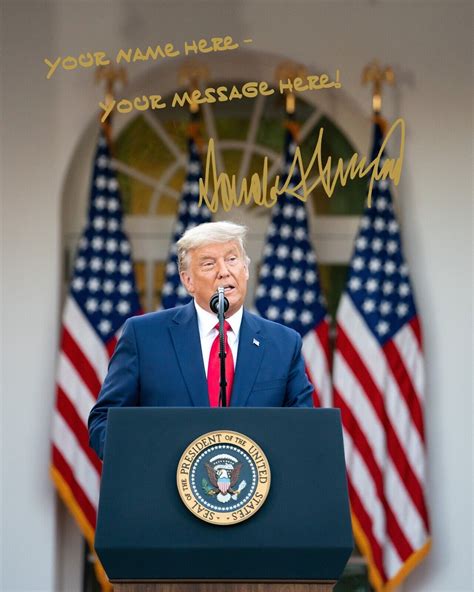 Customized President Donald Trump Gold Autographed X Photo Free