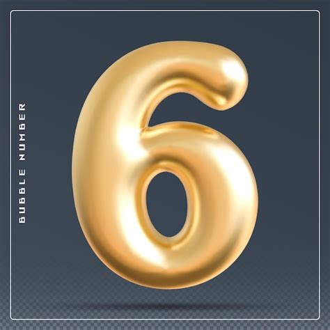 Premium Psd Bubble Golden Number 6