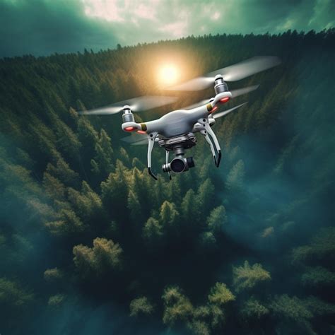 Premium Ai Image Arafed View Of A Small White Drone Flying Over A