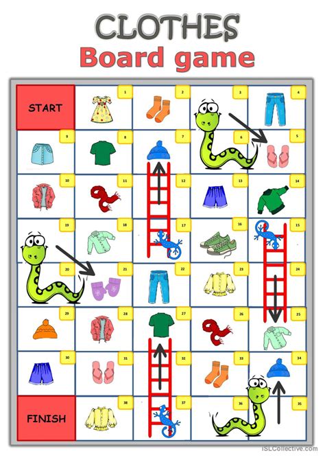 Clothes - Board game board game: English ESL worksheets pdf & doc