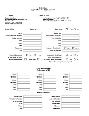 Fillable Online Individual Application For Open Account Trade