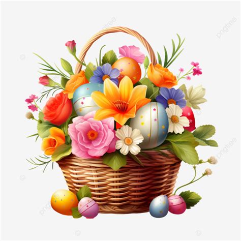 Easter Basket With Flowers And Eggs, Flowers, Egg, Easter PNG ...