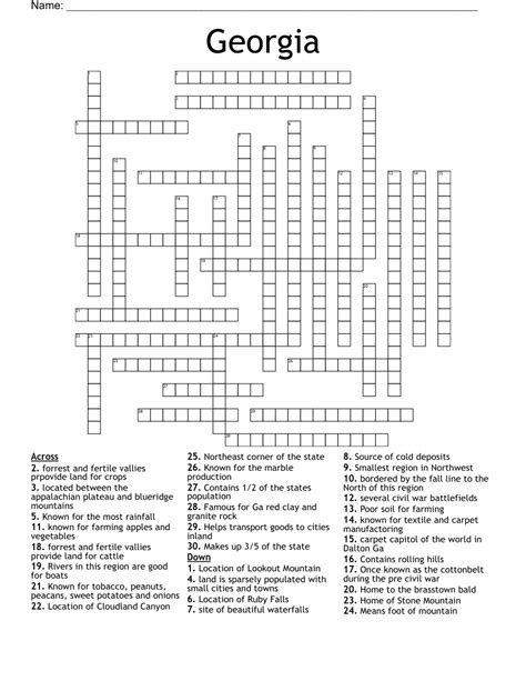 Georgia Crossword Wordmint