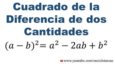 Cuadrado De La Diferencia De Dos Cantidades YouTube