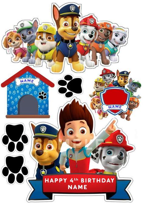 Paw Patrol Personalised Edible Cake Decoration Cupcake Toppers A4 Icing Wafer Ebay Edible