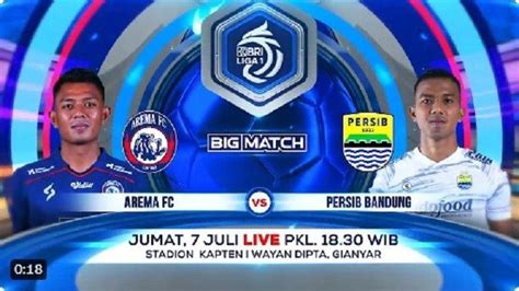 Jadwal Bola Liga 1 Siaran Indosiar Hari Ini Arema FC Vs Persib