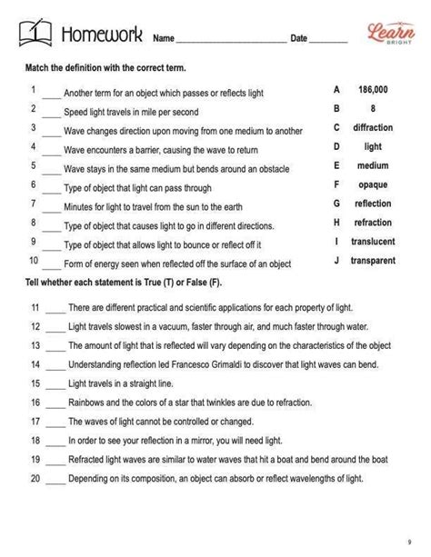 Reflection Refraction Absorption Worksheet