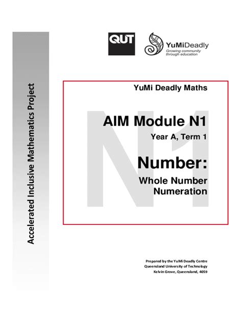 Fillable Online Research Qut Edu AIM Module N1 Whole Number Numeration