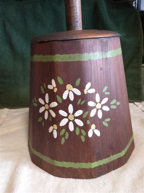 Vintage Wooden Butter Churn Cookie Jar Etsy