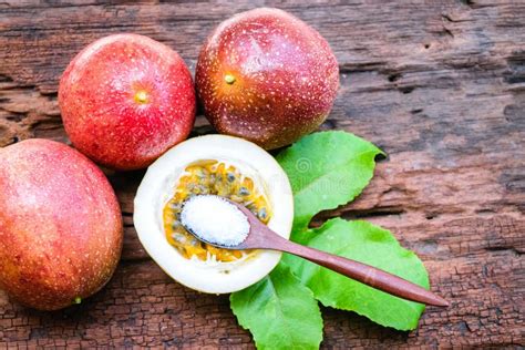 Red Passion Fruit Stock Photo Image Of Sliced Closeup 144239204