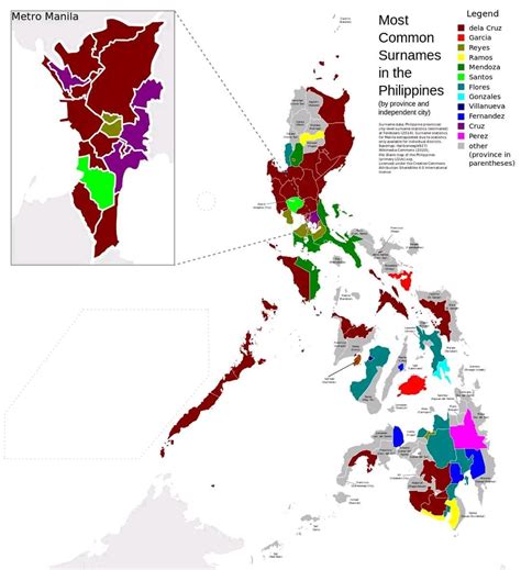 Most Common Last Names/ Surnames in the Philippines : r/MapPorn