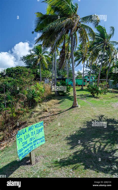 Bula Sign Welcoming Guests To Los Tea House Nanuya Lai Lai Island