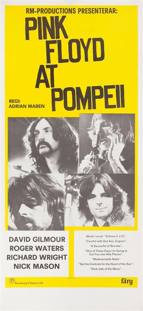 Pink Floyd: Live at Pompeii Original 1978 Swedish Stolpe Movie Poster ...