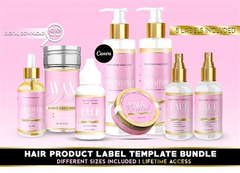 Hair Product Label Template Bundle Beauty Label Templates Etsy