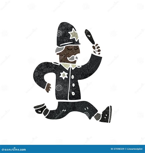 Policeman Chase Thief Vector Cartoon Illustration