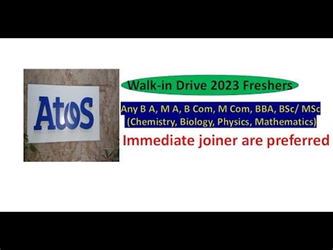 Freshers Walk In Drive Atos Syntel Atos Syntel Freshers Any BA MA