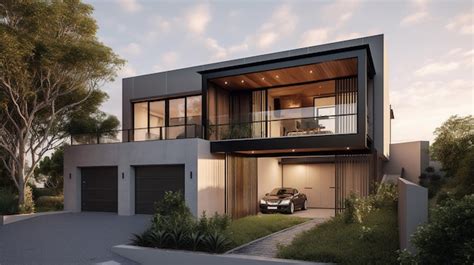 Premium AI Image | A house with a garage and a car in front of it